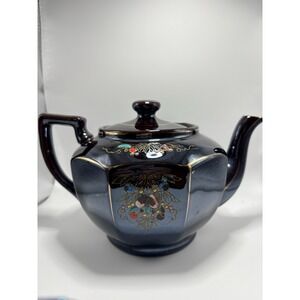 Vintage Japanese Moriage Ceramic Teapot Handpainted Floral Gold Trim Japan